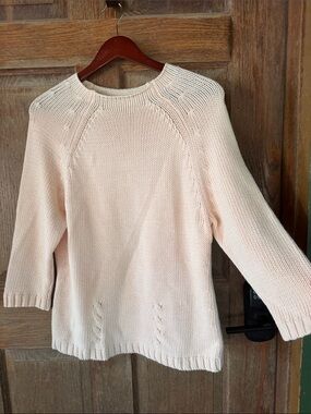 Classic Cream/pink Knit Women's Sweater